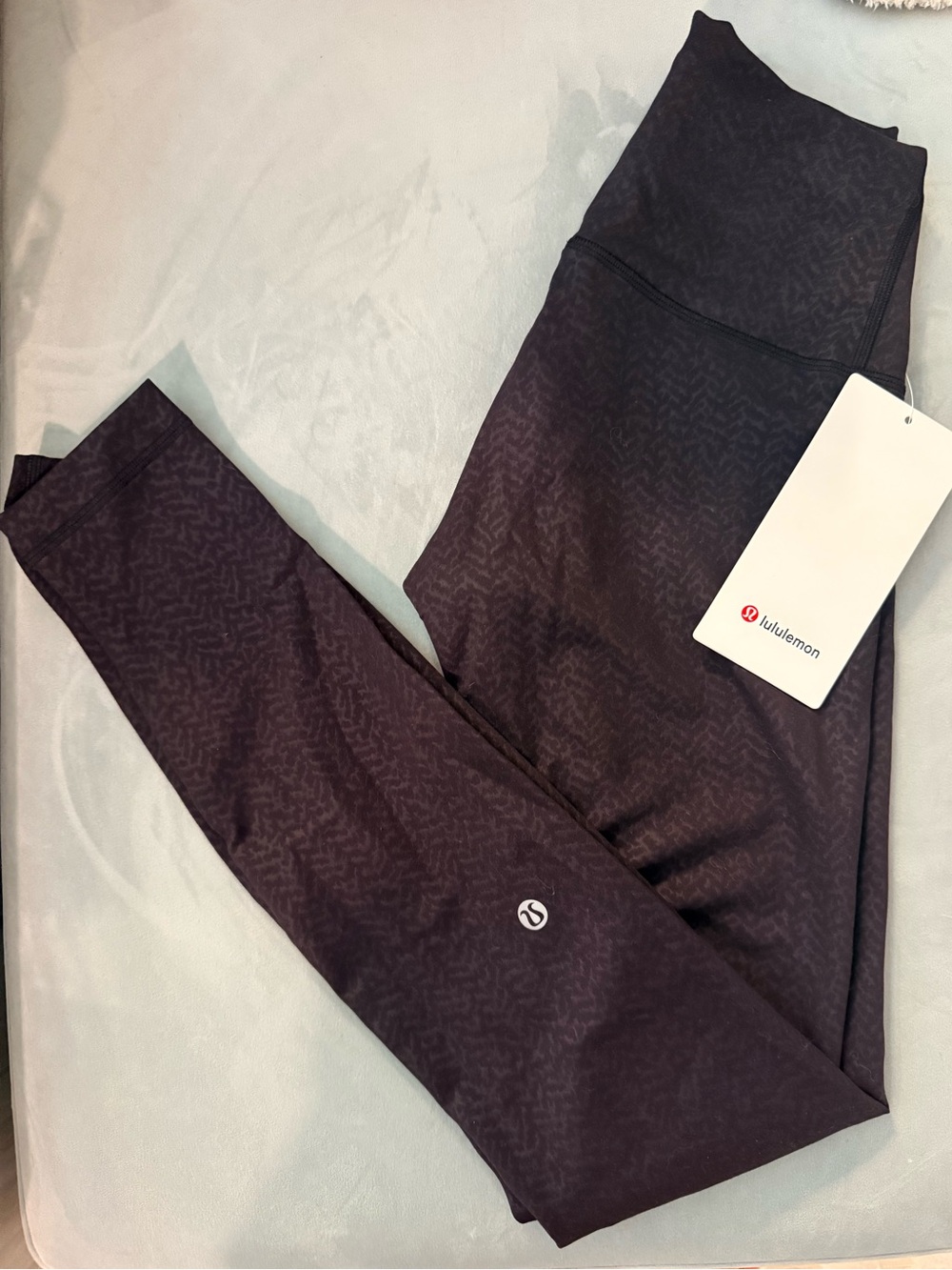 Lululemon Wunder Train HR 28” women’s 4 Subtle Print grey/black Leggings NWT